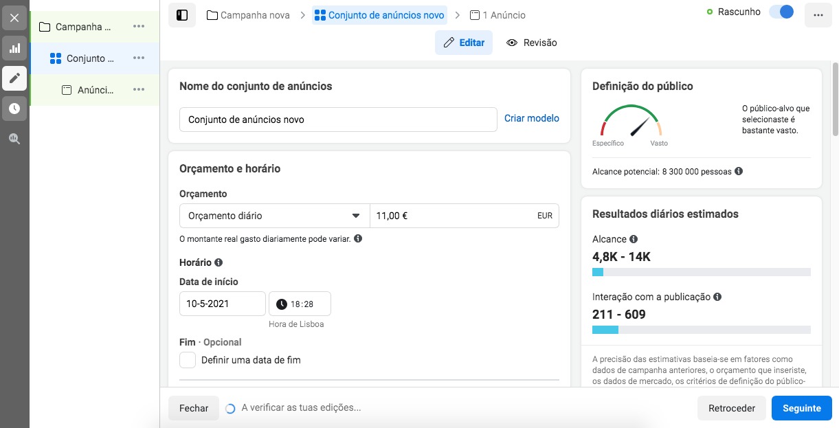 Facebook Ads - budget